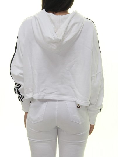 Moletom Feminino Adidas Cropped Hoddy Manga Curta - Branco