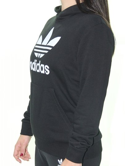 Moletom Feminino Adidas Trefoil Manga Longa Estampado - Preto