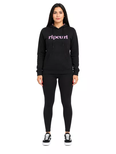 Moletom Feminino Rip Curl North Fleece Manga Longa com Capuz - Preto