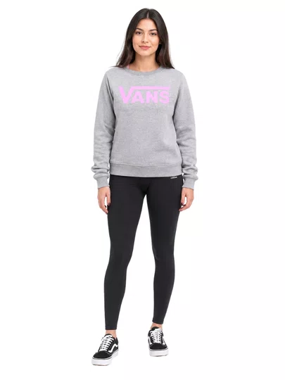 Moletom Feminino Vans Classic V Crew Manga Longa Careca Estampado - Cinza Mesclado