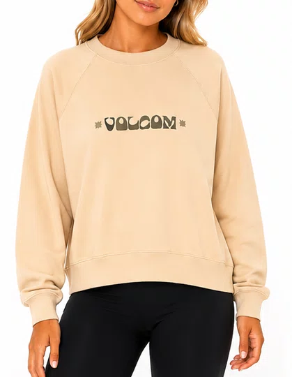 Moletom Feminino Volcom Careca Stone Crew - Off White