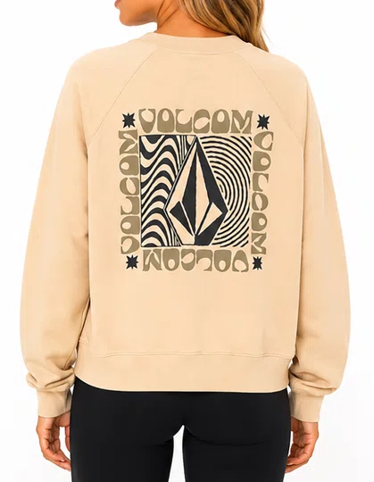 Moletom Feminino Volcom Careca Stone Crew - Off White