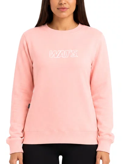 Moletom Feminino Wats Girl Logo Careca Manga Longa sem Capuz - Salmão