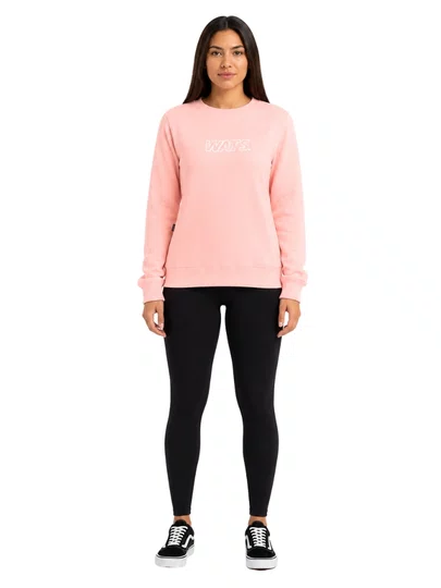 Moletom Feminino Wats Girl Logo Careca Manga Longa sem Capuz - Salmão
