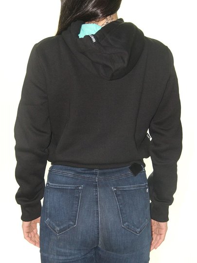 Moletom Feminino Wats Girl Street Cropped Manga Longa com Capuz - Preto