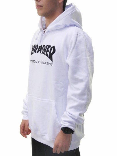 Moletom Masculino Thrasher Skate Mag Manga Longa Estampado - Branco