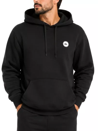 Moletom Masculino Quiksilver  Canguru Transfer Round Capuz - Preto