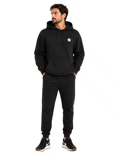 Moletom Masculino Quiksilver  Canguru Transfer Round Capuz - Preto