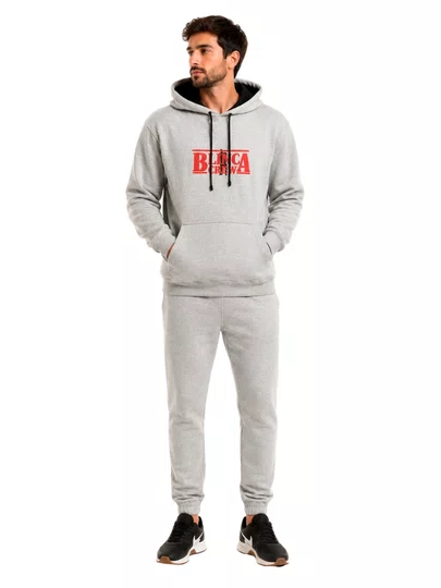Moletom Masculino Blinca Uru BR - Cinza Mescla Branco