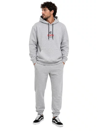 Moletom Masculino BWB Mini Logo Chest Manga Longa - Cinza Mesclado