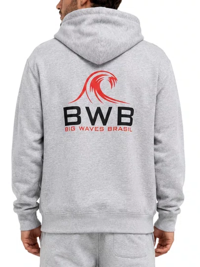 Moletom Masculino BWB Mini Logo Chest Manga Longa - Cinza Mesclado