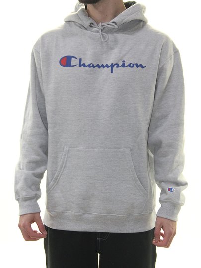 Moletom Masculino Champion Script Logo Print - Cinza Mesclado