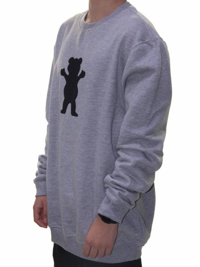 Moletom Masculino Grizzly OG Bear Crewneck Manga Longa Estampado Careca - Cinza Mesclado