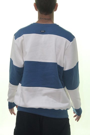 Moletom Masculino Hocks Creca Mundo Manga Longa sem Capuz - Azul/Branco