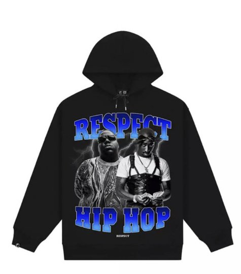 Moletom Masculino RESPECT 2PAC AND BIG - Preto