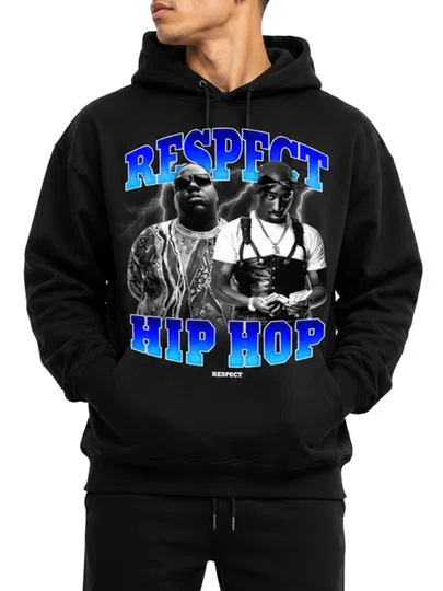 Moletom Masculino RESPECT 2PAC AND BIG - Preto