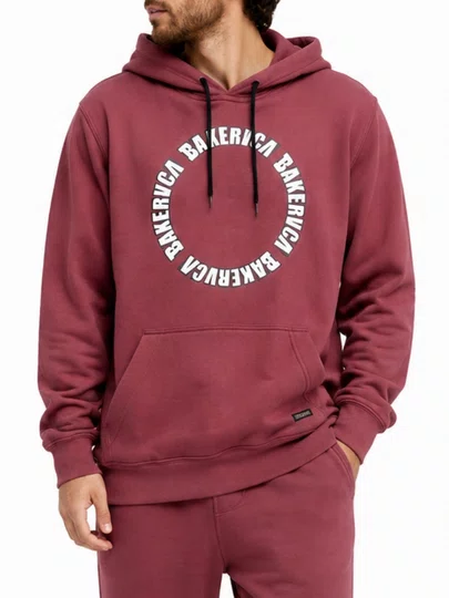 Moletom Masculino RVCA X Baker Manga Longa Estampado com Capuz - Vermelho