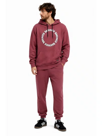 Moletom Masculino RVCA X Baker Manga Longa Estampado com Capuz - Vermelho