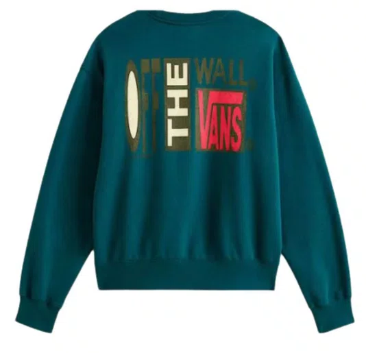 Moletom Masculino Vans Stretch Crackle Crew - Verde Escuro