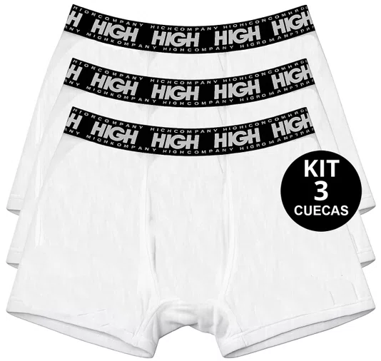 Pack Com 3 Cuecas High Boxer - Branco
