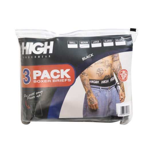 Pack Com 3 Cuecas High Boxer - Preto