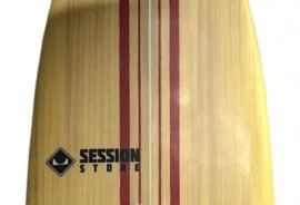 Prancha de Surf Funboard Session 7.1 Semi-Nova 49.2 Litros de Volume - Madeirada/listras Bordo