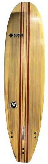 Prancha de Surf Funboard Session 7.1 Semi-Nova 49.2 Litros de Volume - Madeirada/listras Bordo