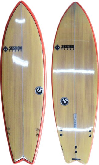 Prancha de Surfboard Session Fish 6'0 X 21" X 2" X 36.8L - Madeira/Vermelho
