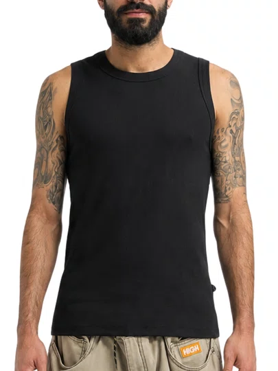 Regata Masculina Canelada Plano C Tank Top - Preto