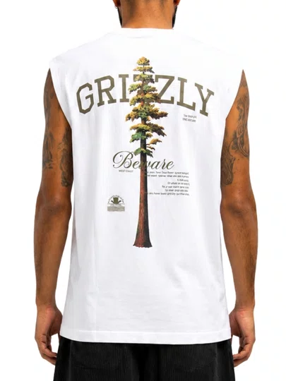 Regata Masculina Grizzly Tallest Pine Estampada - Branco