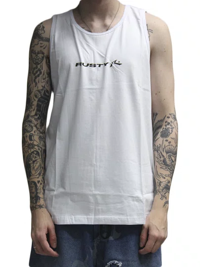 Regata Masculina Rusty Stick Estampada - Branco