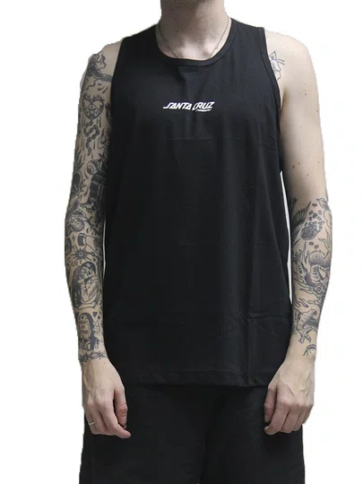 Regata Masculina Santa Cruz Classic Strip Estampada - Preto