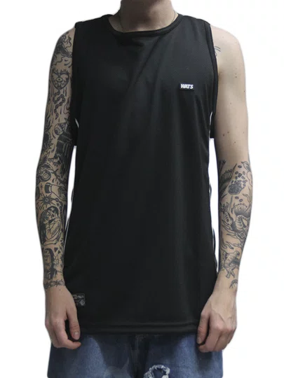 Regata Masculina Wats Vies Estampada - Preto