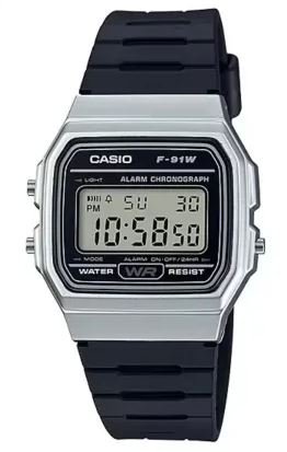 Relógio Casio Standard Digital F-91WM-7ADF-SC - Prata/Preto