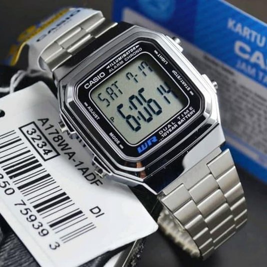 Relógio Casio Vintage Digital A178WA-1ADF - Prata