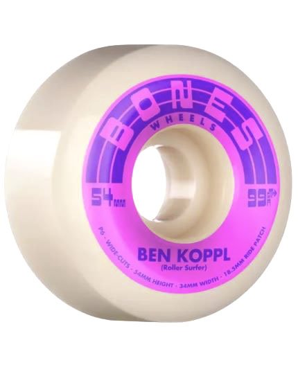 Roda Bones Rollersurfer 54MM - Branco/Roxo