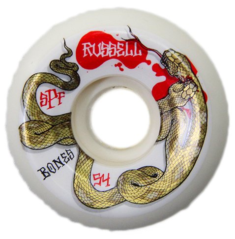 Roda Bones SPF Russel Snake Bite 54mm - Branco/Dourado