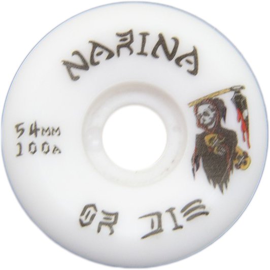 Roda Narina Death 54mm 100a - Branco/Preto