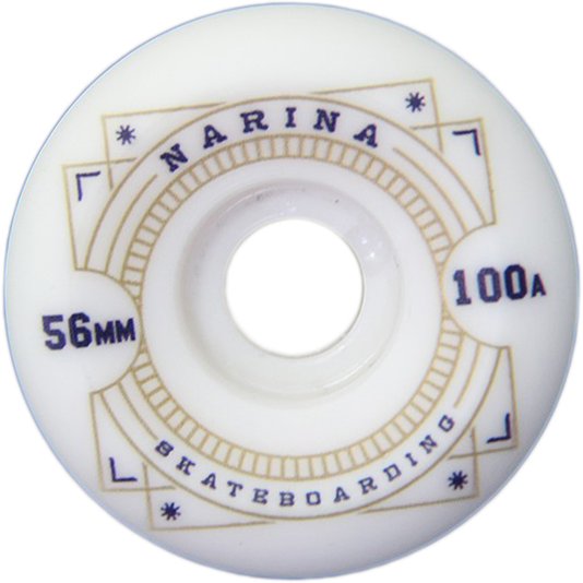 Roda Narina Monoggrama 100a 56mm - Branco/Dourado
