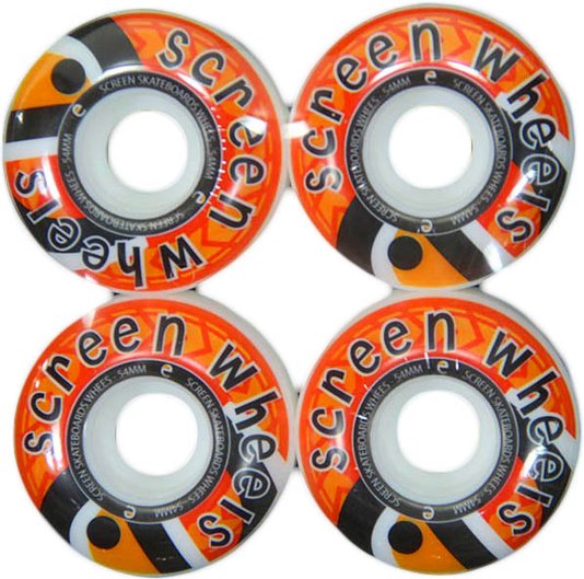 Roda para Skateboard Screen 54mm - Branco/Laranja