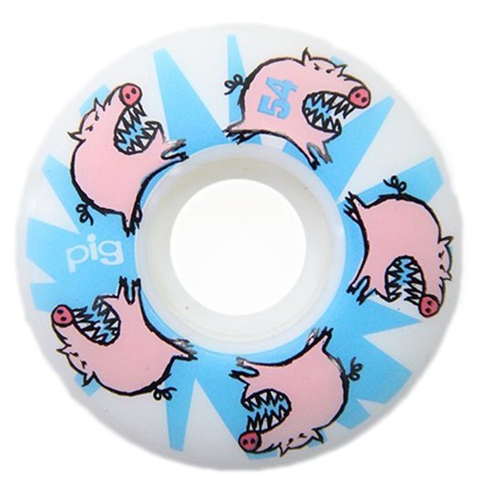 Roda Pig Angry 54mm - Branco/Azul 