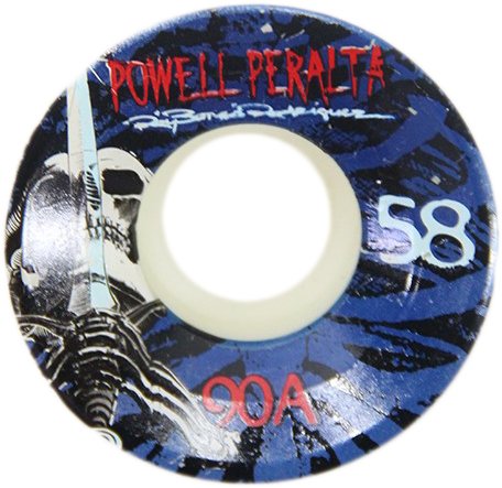 Roda Powell Peralta/Bones WL PP Ray Skull & Sword 4PK 58mm - Preto/Azul