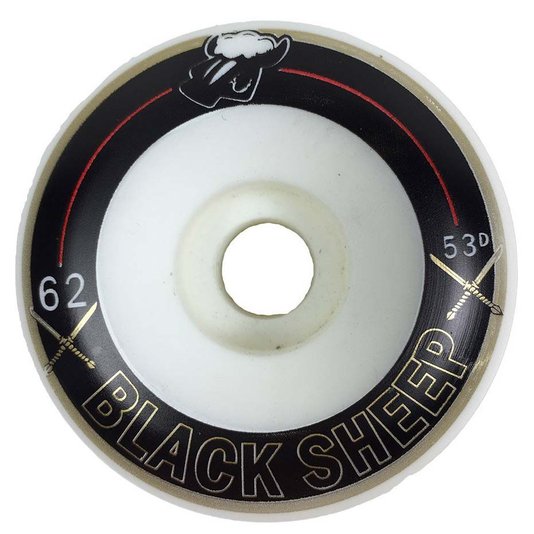 Roda Skateboard Black Sheep Bowls 62mm com 53 de Dureza - Preto/Branco