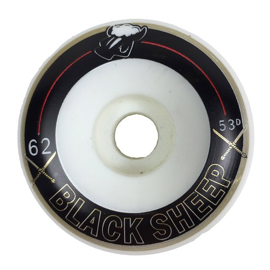 Roda Skateboard Black Sheep Bowls 62mm com 53 de Dureza - Preto/Branco