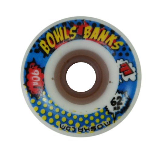 Roda Skateboard Moska Bowls Banks 62mm - Branco/Azul