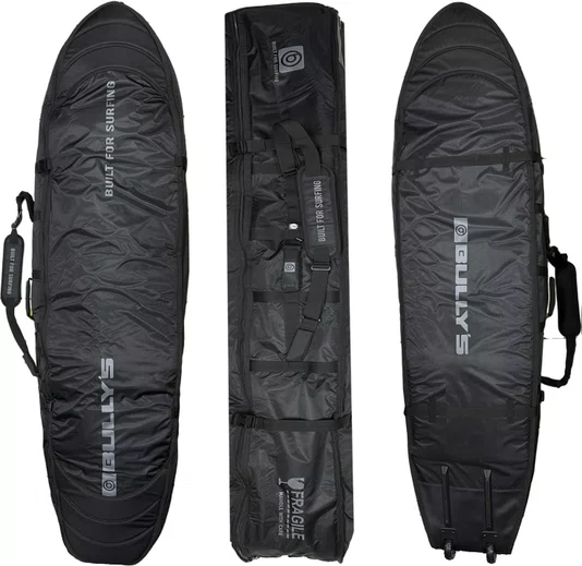 Sarcófago Triplo de Viagem Bully’s para Pranchas de Surf com Rodas Premium 7.0  - Preto