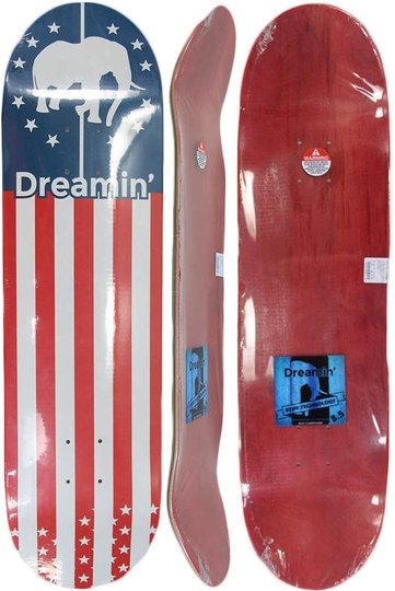 Shape para Skateboard Dreamin Marfim/Fiber World Series Amrerica 85 - Azul/Vermelho