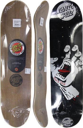 Shape para Skateboard Santa Cruz Powerlyte Screaming Hand Black" - Preto/Prata