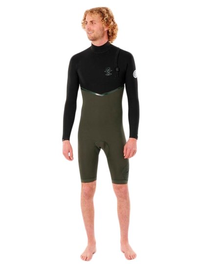 Short John E-Bomb Zip Free 22BG - Preto/Verde Escuro