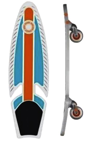 Simulador de surf waveboard de 2 rodas MooLahh Street 360° Medindo 79cm x 13cm x 25,5cm - Branco/Laranja/Azul